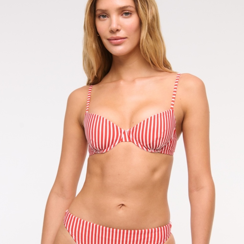 Abercrombie & Fitch Red and White Striped Bikini